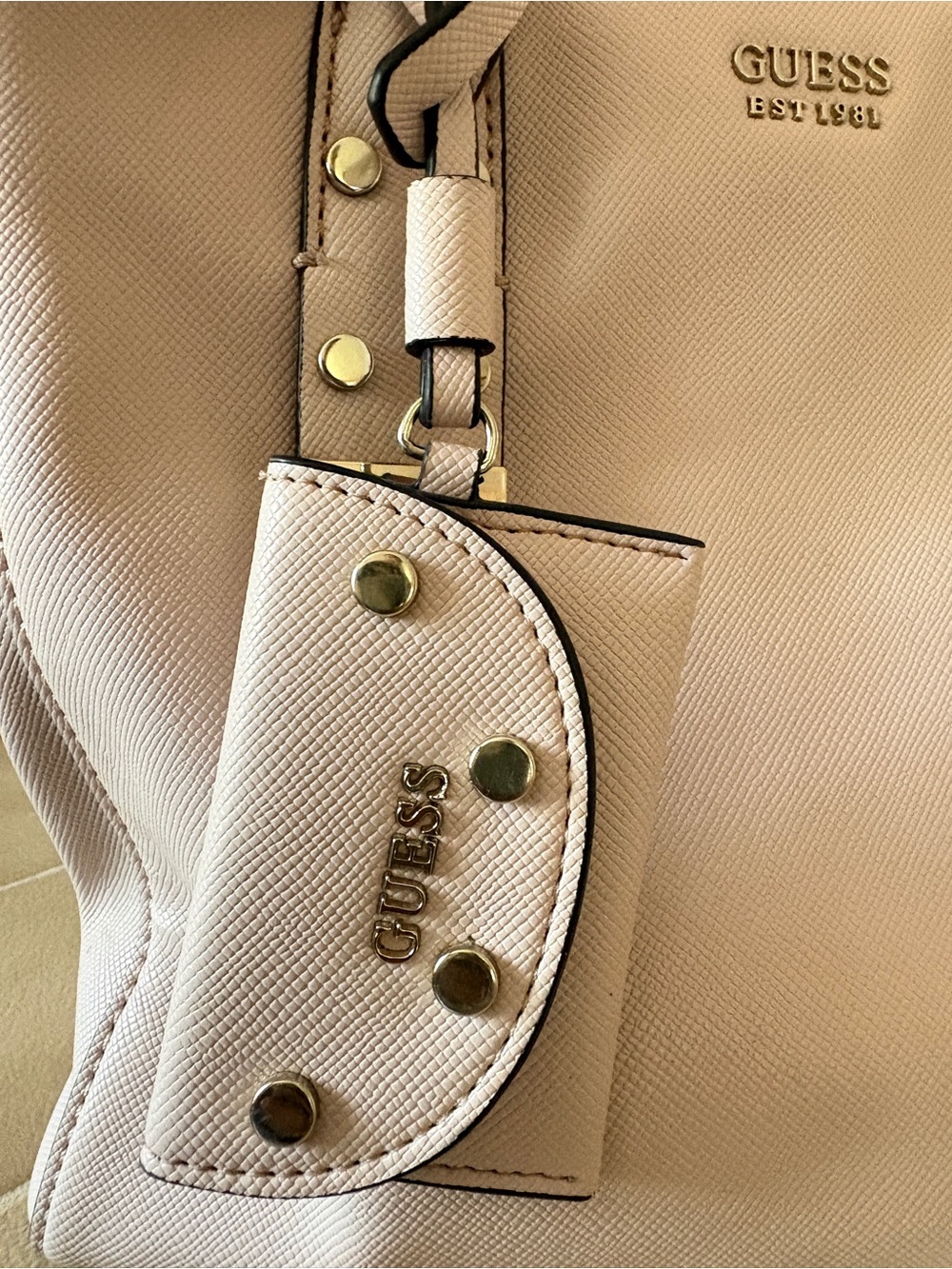 GUESS Blush Pink Saffiano Tote with Coin Pouch - Picture 2 of 7